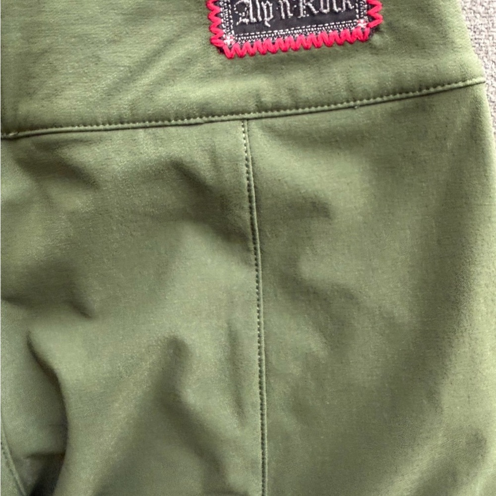 Alp N Rock Olive Green High-Waist Pants with Pink-Trim Patch